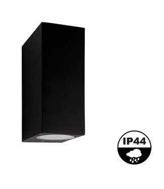 Wandarmatuur Mis up/down, Zwart, IP54, (2x GU10 spot)
